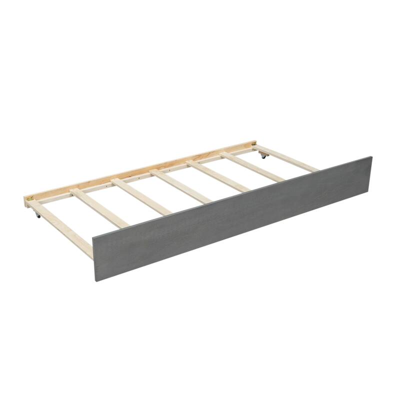 Twin Over Full Pine Bunk Bed with Trundle, Convertible to Two Beds