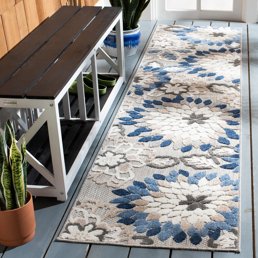 SAFAVIEH Cabana Ortrun Indoor/ Outdoor Waterproof Patio Floral Rug