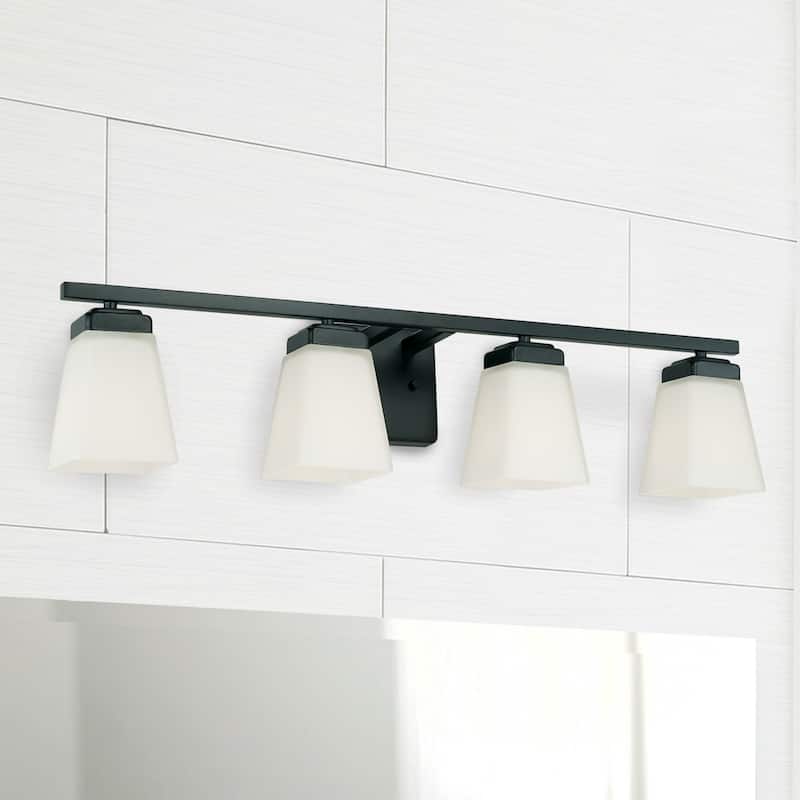 Baxley 30-inch 4-light Bath/ Vanity Fixture w/ Soft White Glass