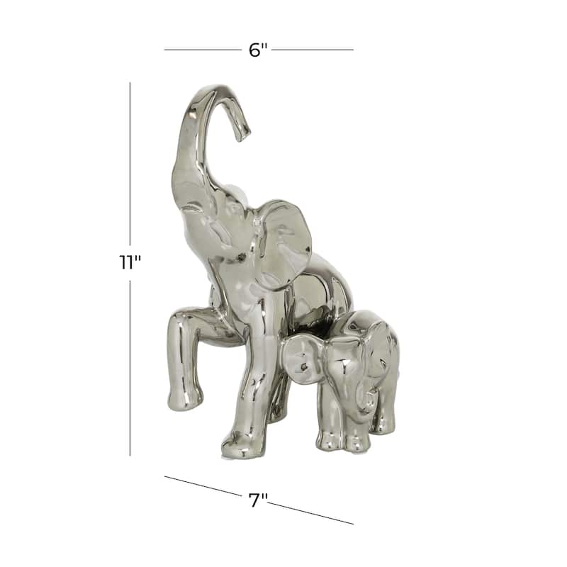 Ceramic Elephant Decorative Sculpture - Silver - Roche River Decor