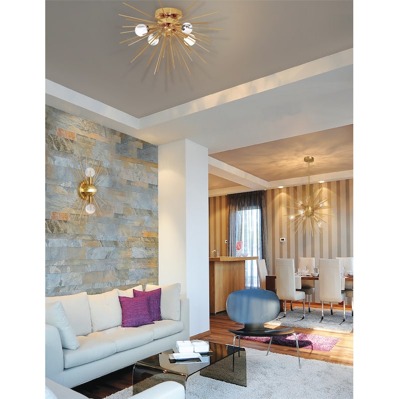 Flush Mount Ceiling Light - 4 Light Modern Fixture, Gold & Bronze Finish, 18" Ceiling Lighting - 6