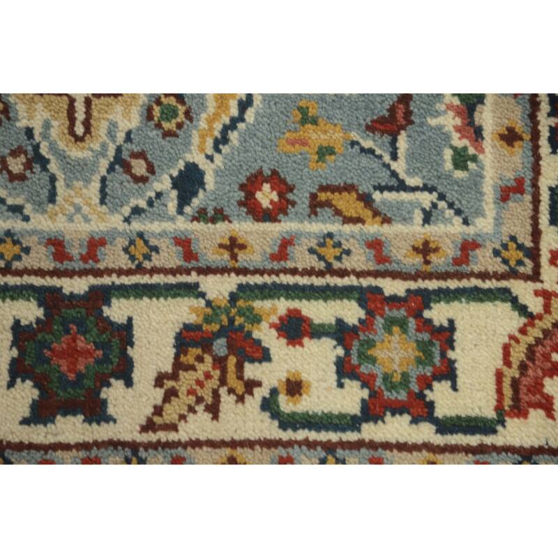 Hand-knotted Transitional Wool Carpet Blue Oushak Rug Oriental Carpet Floral Area Rug Oriental Carpet - 5' 1'' X 3' 0''