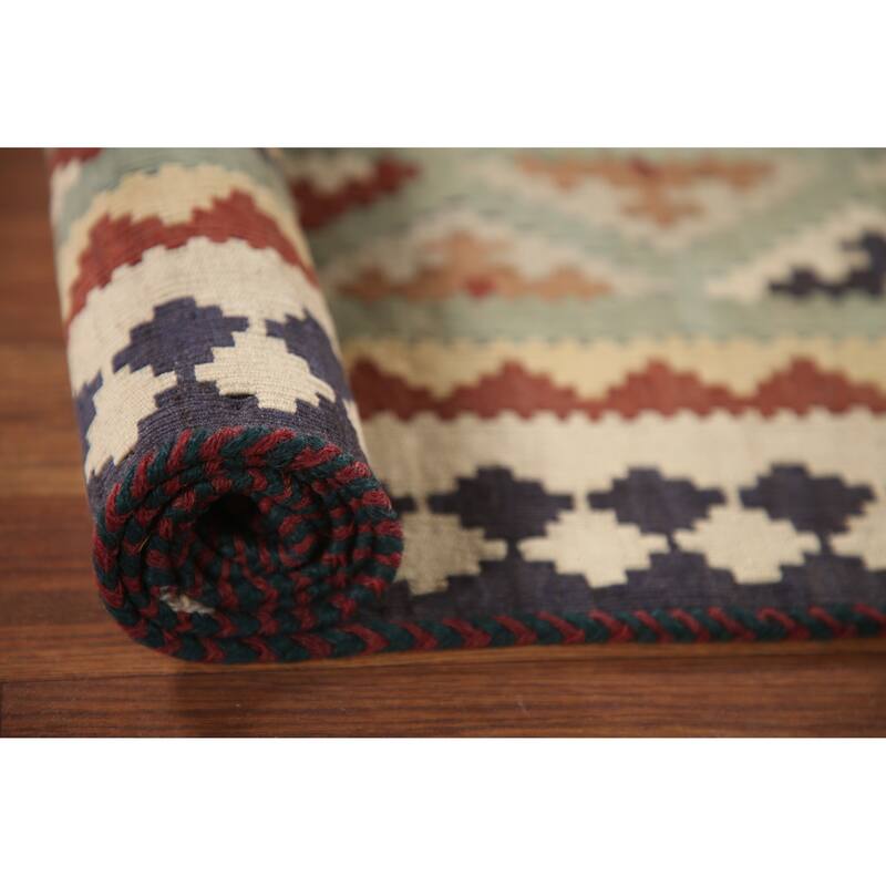 Kilim Qashqai Vegetable Dye Persian Antique Rug Flatweave Wool Carpet - 5'0"x 9'11"