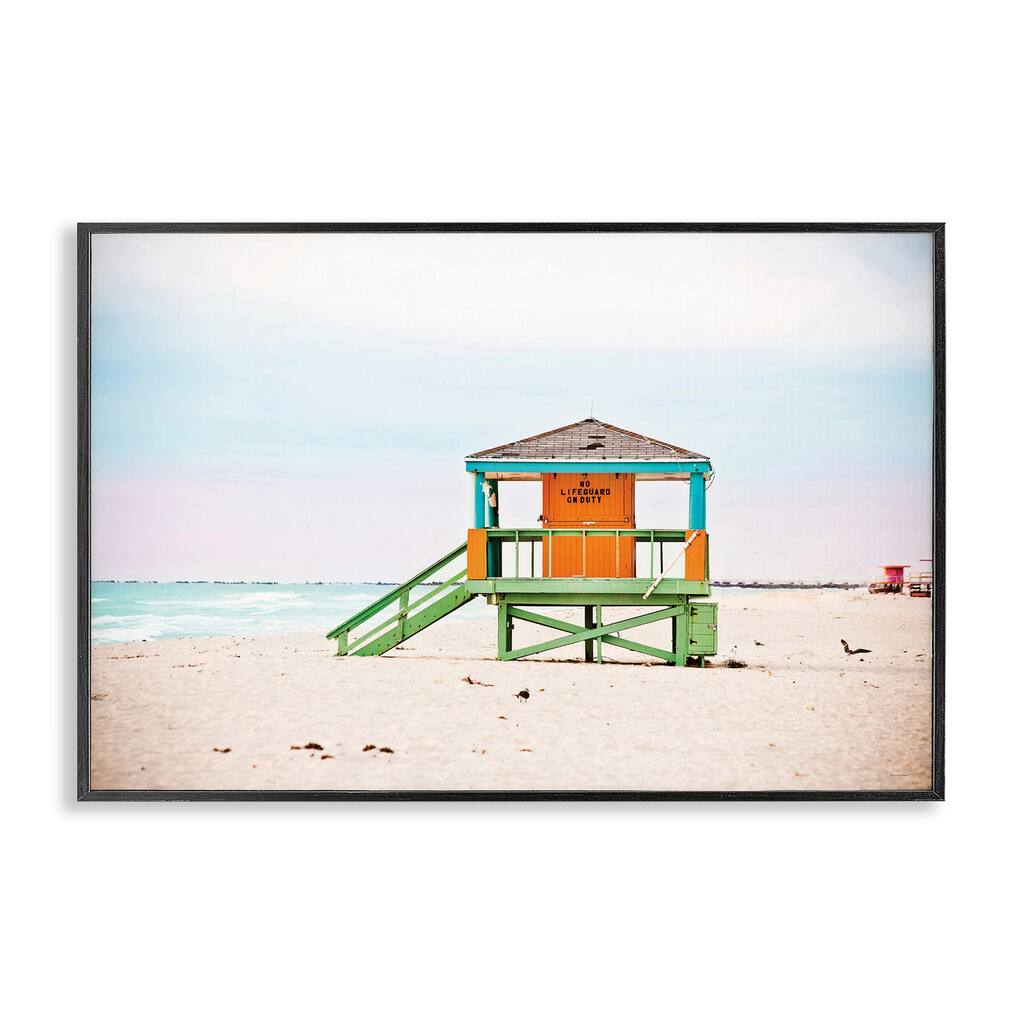 Stupell No Lifeguard On Duty Framed Giclee Art Design By Seven Trees Design