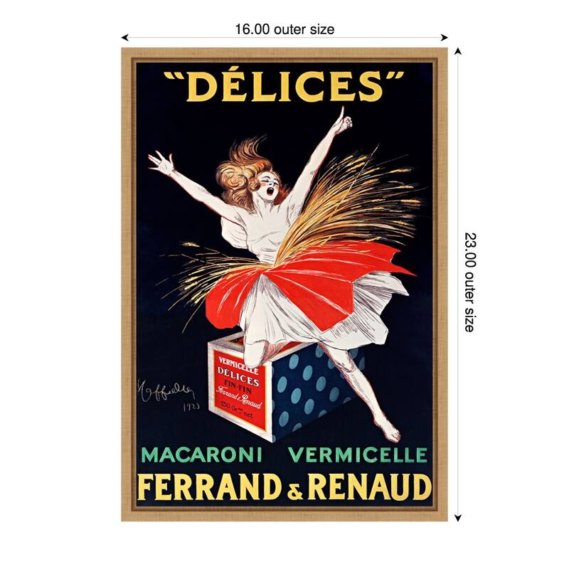 Delices, 1923 by Leonetto Cappiello (16 x 23 in.), Framed Canvas Wall Art Print