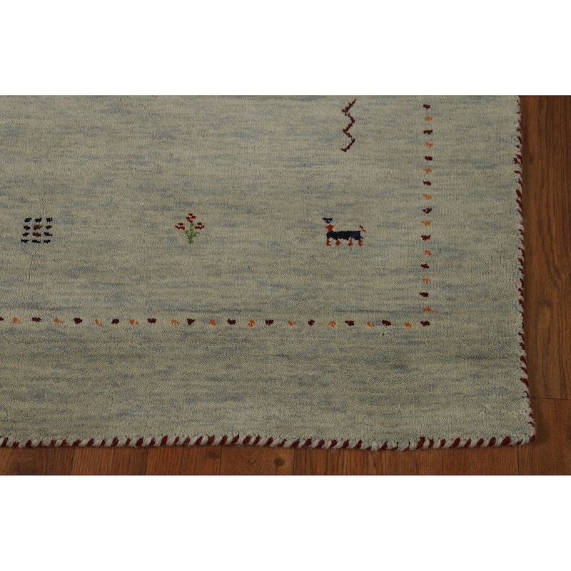 Tribal Gabbeh Indian Rug Hand-Knotted Wool Carpet - 3'11" x 5'10"
