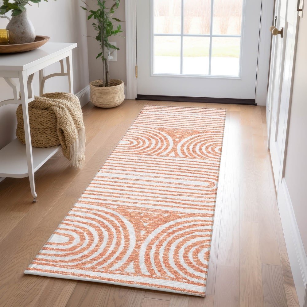 Machine Washable Indoor/ Outdoor Modern Vibes Chantille Rug