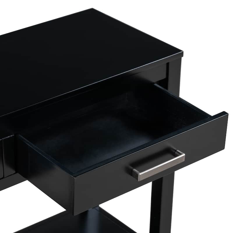 62.2'' Entryway Table, Minimalist Sofa Table with 3 Drawers, Painted Console Table with Bottom Shelf and Iron Handles