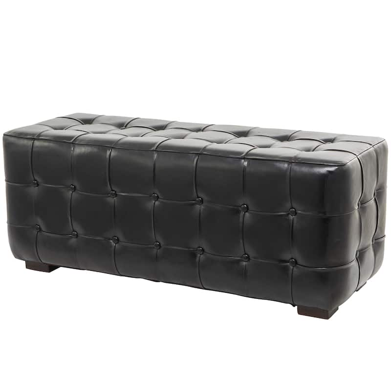 Leather Tufted Upholstered Bench - Brown or Black - Roche River Decor - Black