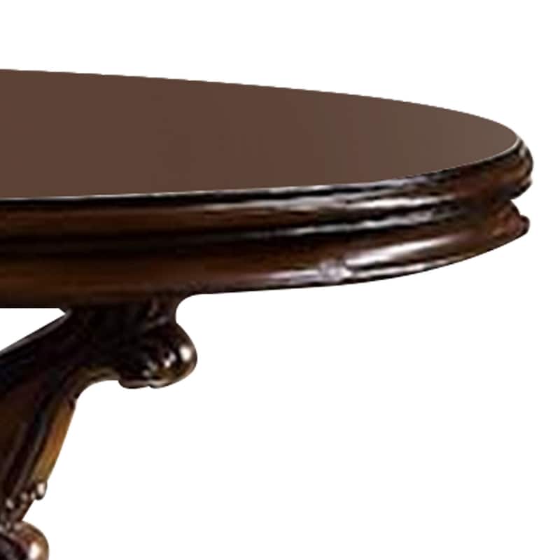 Clover 60 Inch Round Wood Dining Table, Single Pedestal Base, Cherry Brown