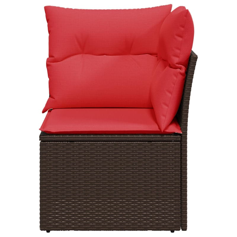 vidaXL Patio Sofa with Cushions Outdoor Seating Poly Rattan Black/Gray/Brown
