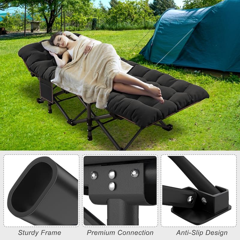 DoCred Folding Bed, Heavy Duty Outdoor Camping Cot with Carry Bag