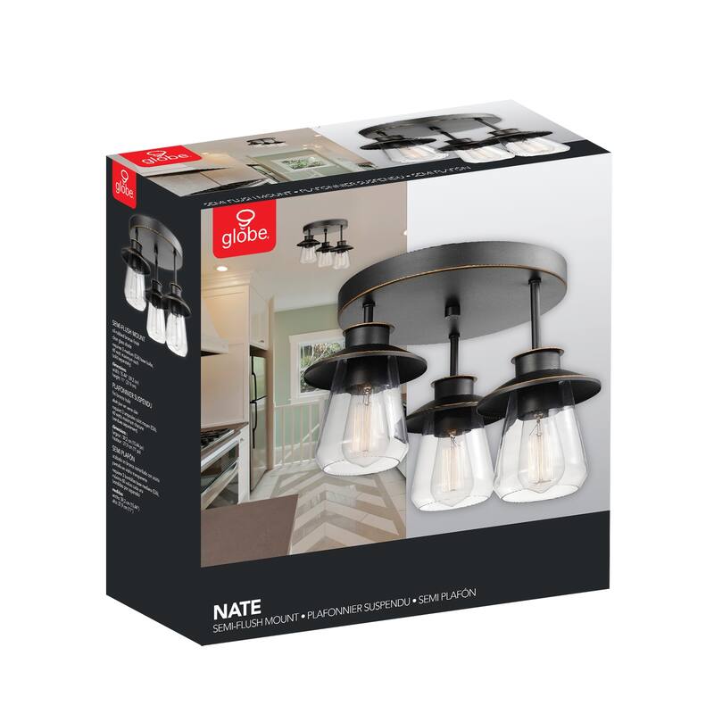 Copper Grove Fotua 3-light Oil-rubbed Bronze Semi-flush Mount Ceiling Light - 15.44 inches in diameter x 11 inches tall