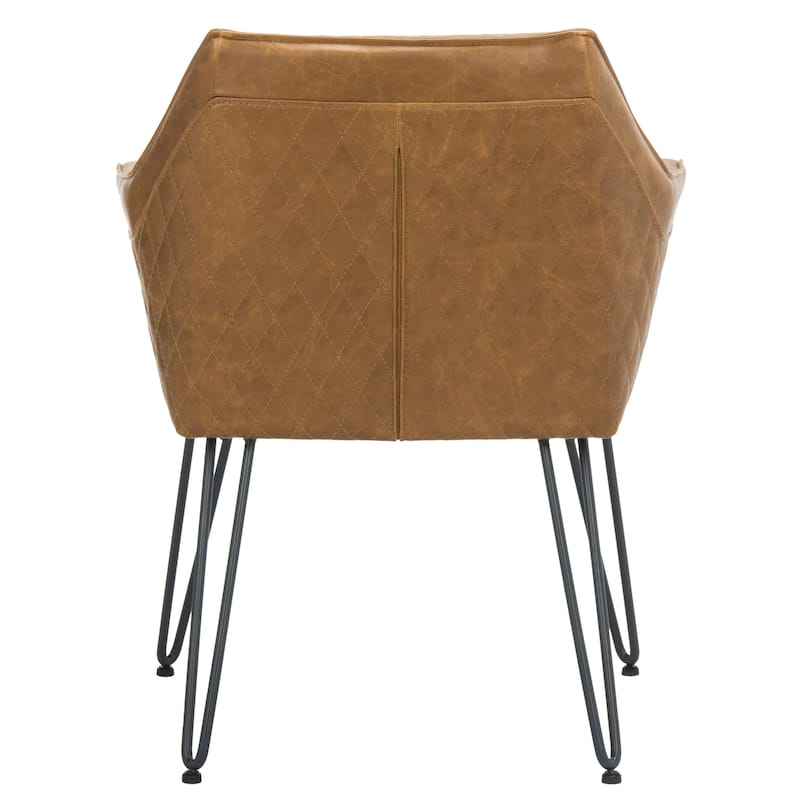 SAFAVIEH Beverley 19"H Brown Leather Dining Chair (Set of 2) - 26.8" x 24" x 31.3" - 27Wx24Dx31H