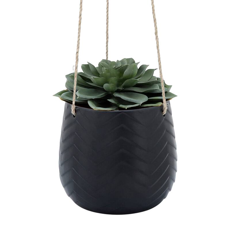 Sagebrook Home Neutral Textured Ceramic Hanging Planter