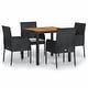preview thumbnail 12 of 91, vidaXL 3 Piece Patio Dining Set with Cushions Black Poly Rattan - 18.9" x 21.7" x 34.6"