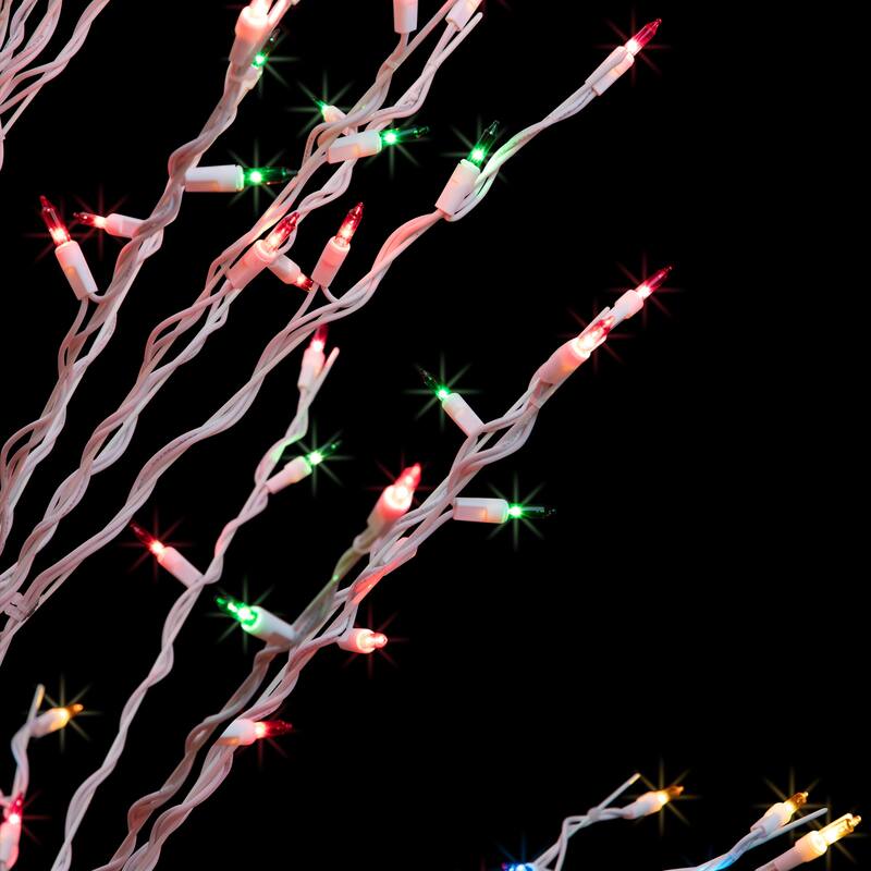 4' White Christmas Cascade Twig Tree Outdoor Decor - Multi Lights