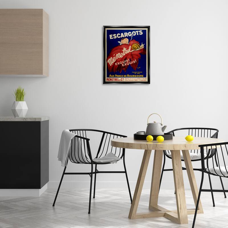 Stupell Vintage Escargots Advertisement Framed Floater Canvas Wall Art Design By Marcus Jules