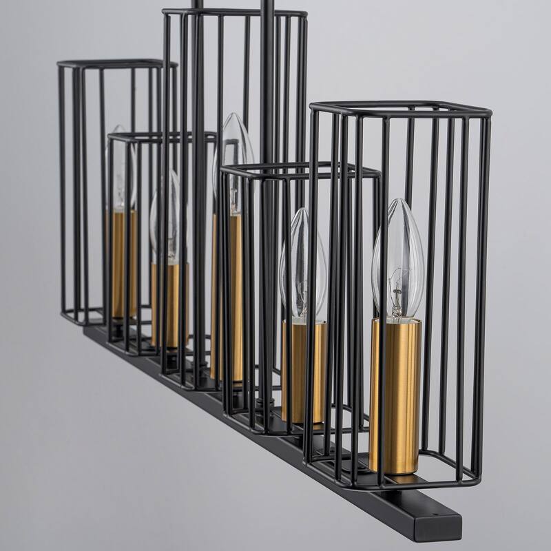 Farmhouse Chandelier Black and Gold Pendant Light for Kithchen Island