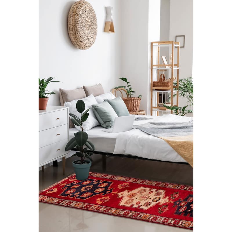ECARPETGALLERY Hand-knotted Melis Vintage Red Wool Rug - 4'7 x 12'10