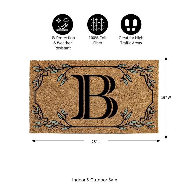 28 in. x 16 in. Monogram Coir Mat, Letter "B"
