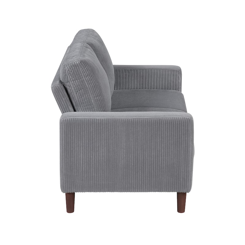 Caspian 54.5" Corduroy Living Room Loveseat - Wood Finish Exposed Feet