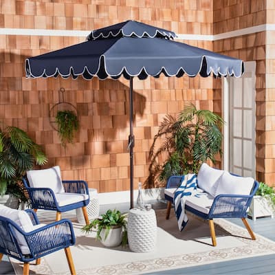 SAFAVIEH Outdoor Living Venice 9Ft Round Double Top Crank Umbrella