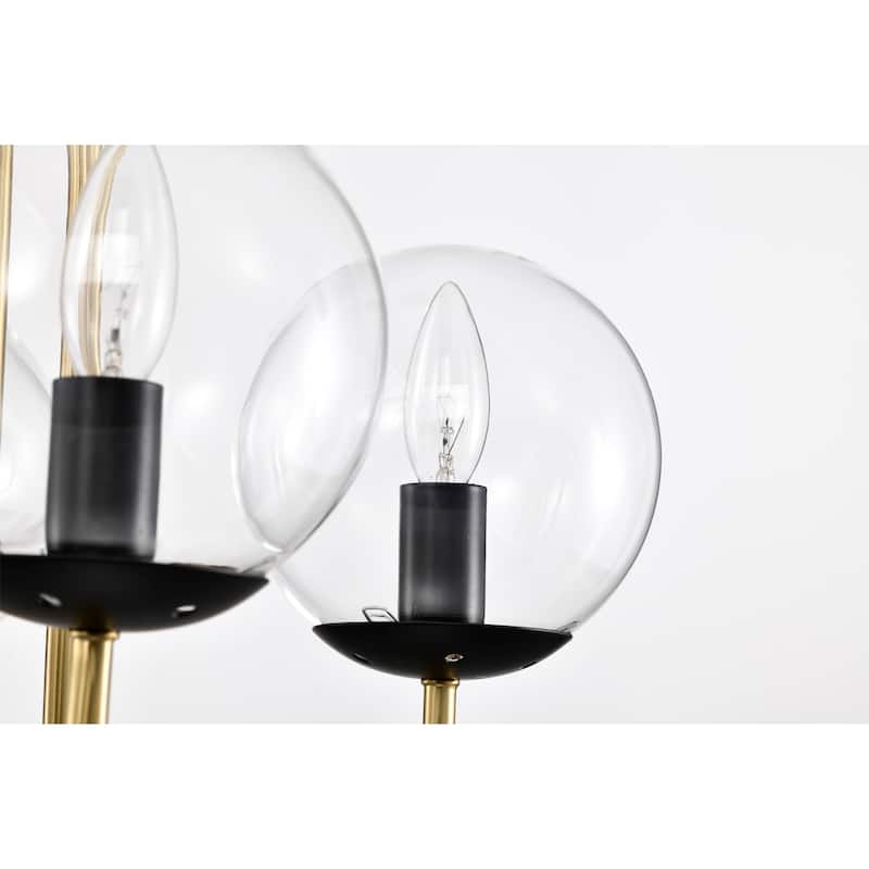 Leila 19 Inch Clear Globe Shade Modern Linear Chandelier 4 Light - N/A