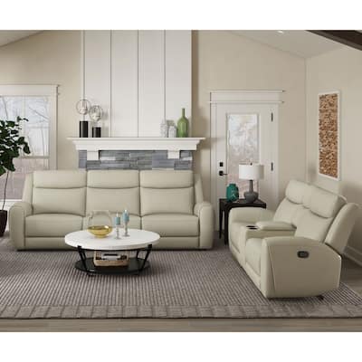 Furniture of America Kingsley 2-Piece Top Grain Leather Manual Recliner Sofa Set