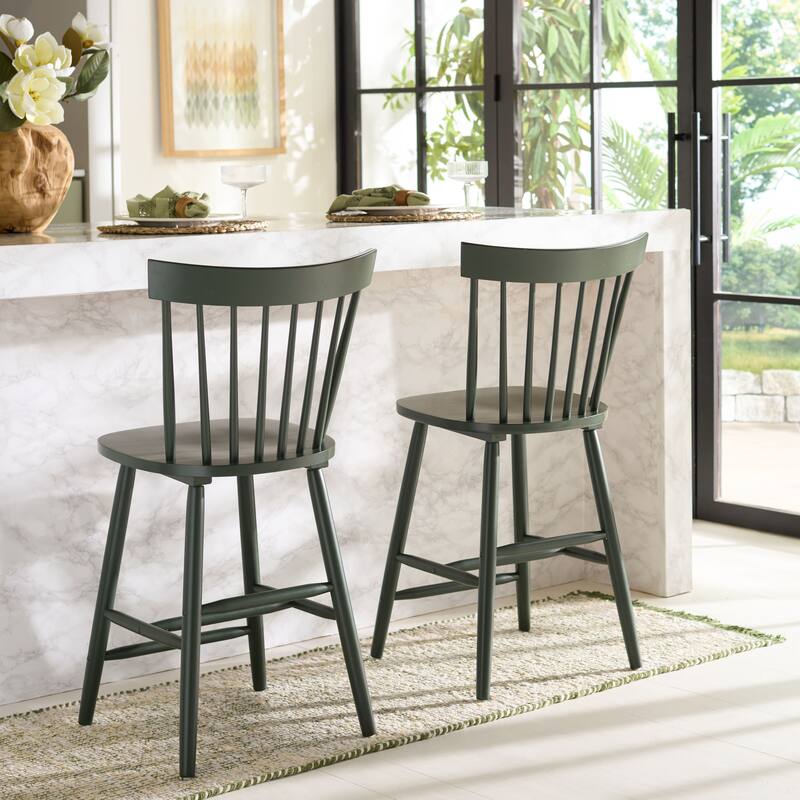 SAFAVIEH Biddie 24-inch Spindle Farmhouse Counter Stool (Set of 2) - 20" W x 21" D x 39" H - 20"W x 21"D x 39"H