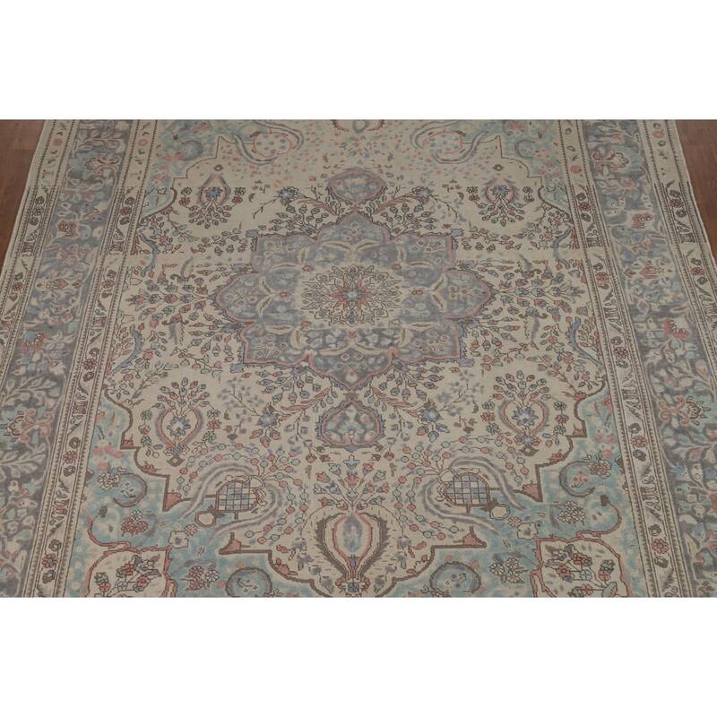 Floral Tabriz Persian Area Rug Hand-Knotted Traditional Wool Carpet - 8'1"x 11'1"