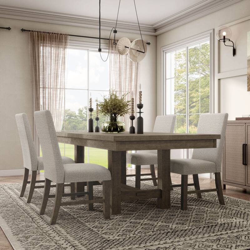 Furniture of America Jusk Rustic Grey Wood 5-Piece Dining Table Set