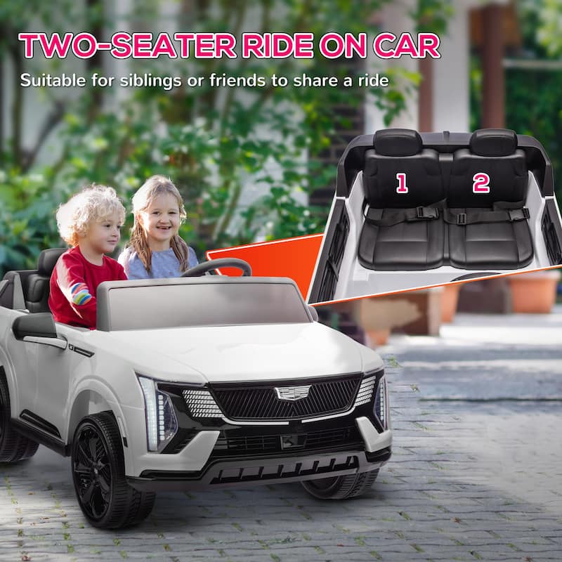 12V 2-Seater Kids Electric Car with Remote, Licensed Cadillac Escalade IQ 2025, LED Lights, Music, and 4-Wheel Suspension