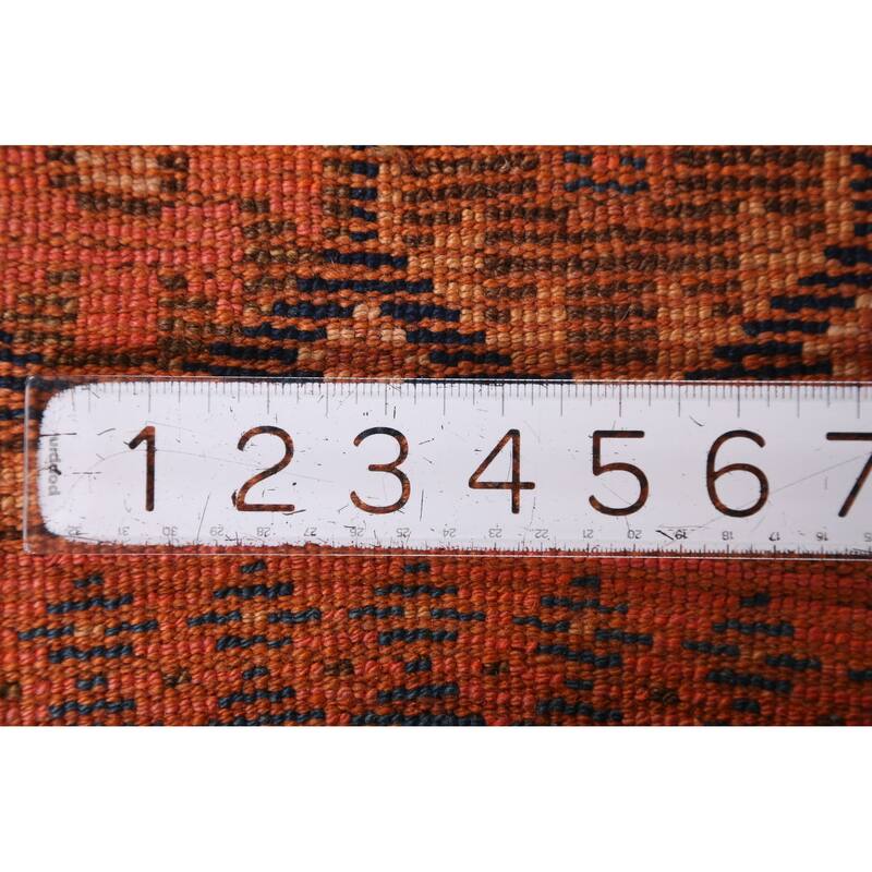 Hand Knotted Oriental 100% Wool Carpet Traditional Geometric Oranges & Rust Lori Runner Rug - 14' 9'' X 2' 10''