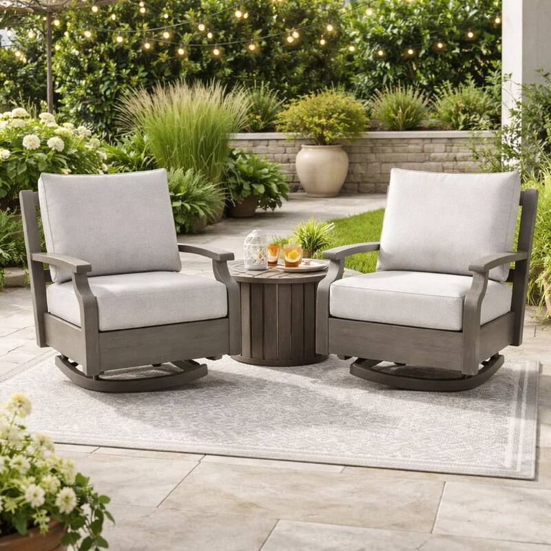 Inaya Outdoor Swivel Glider Chair with Cushion, Brown Coated Metal