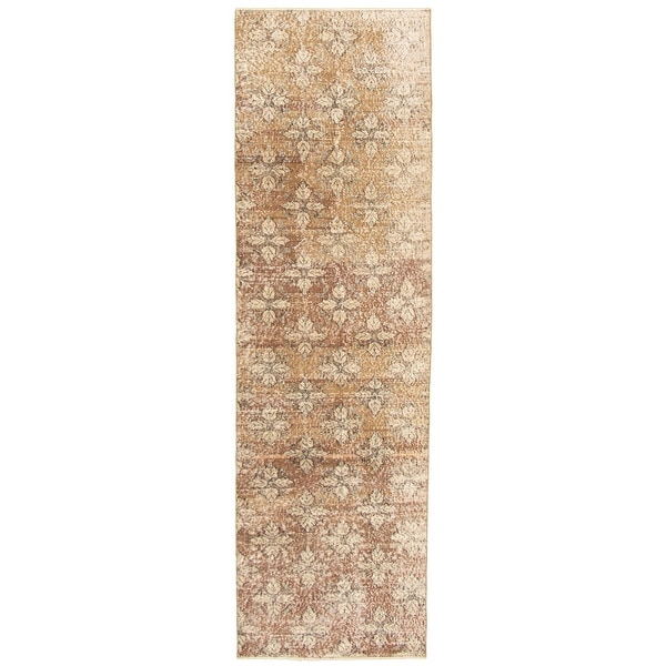 ECARPETGALLERY Hand-knotted Melis Vintage Brown Wool Rug - 2'11 x 10'7. Opens flyout.