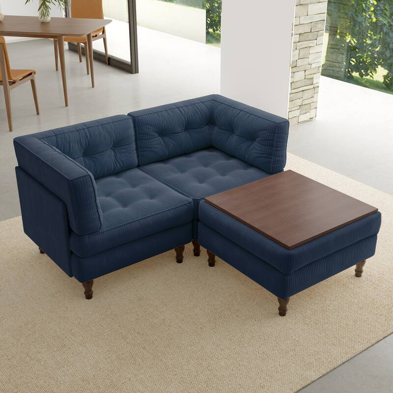 Oversized Sofa Corduroy Tufted Modular Sectional Set