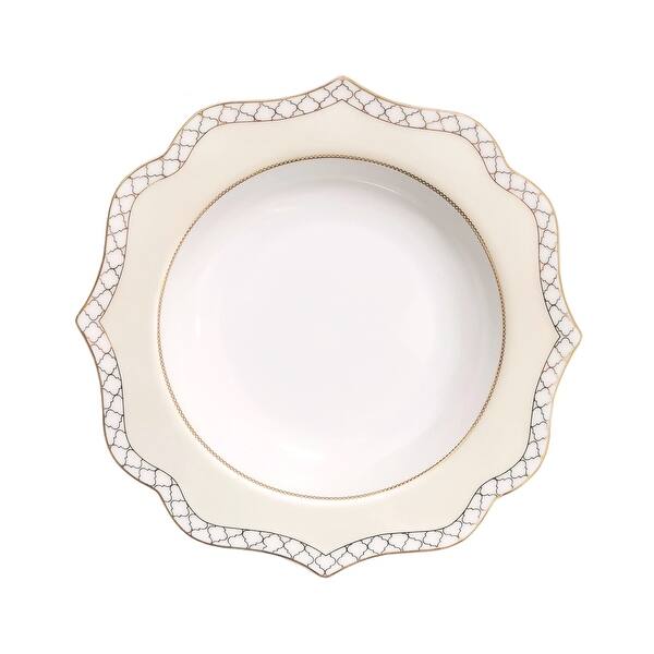 Lorren Home Trends 57 Piece Wavy Gold Mix and Match Bone China Service for 8