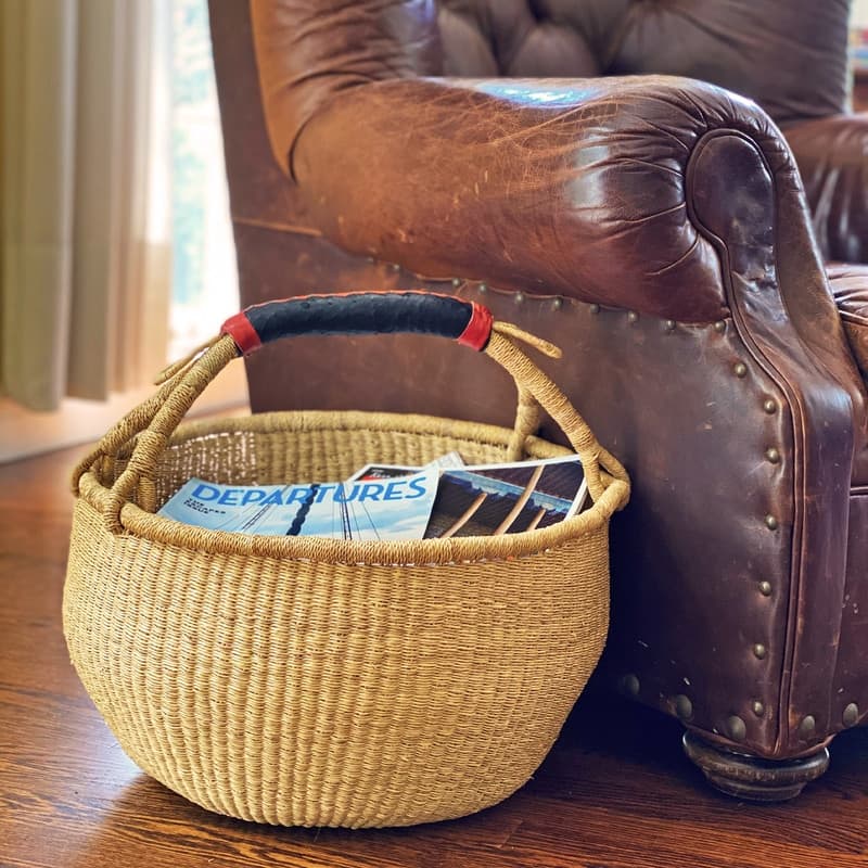 Handmade Extra Large Market Basket, Mixed Colors or Natural Grass On