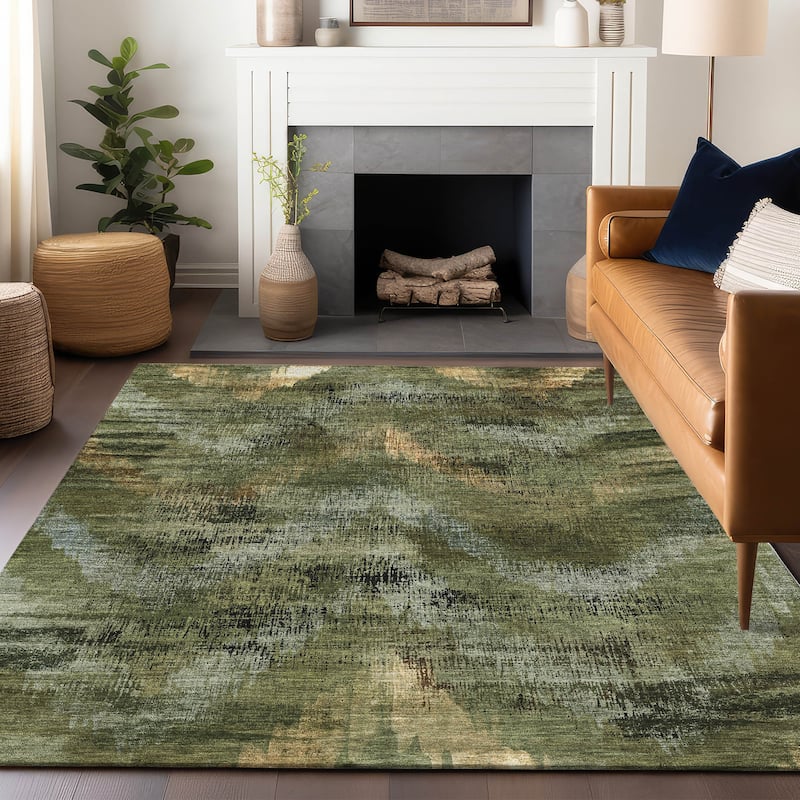 Premium Washable Super Soft Brushstrokes Modern V Mayfield Rug