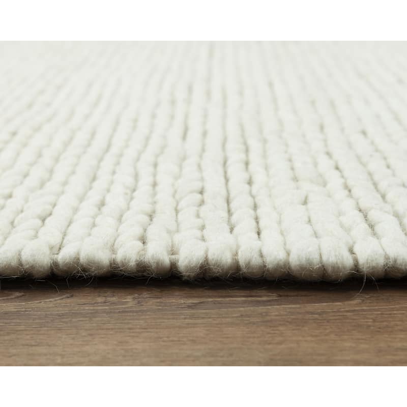 Alora Decor Kolkata Solid Beige Hand-woven Wool Rug