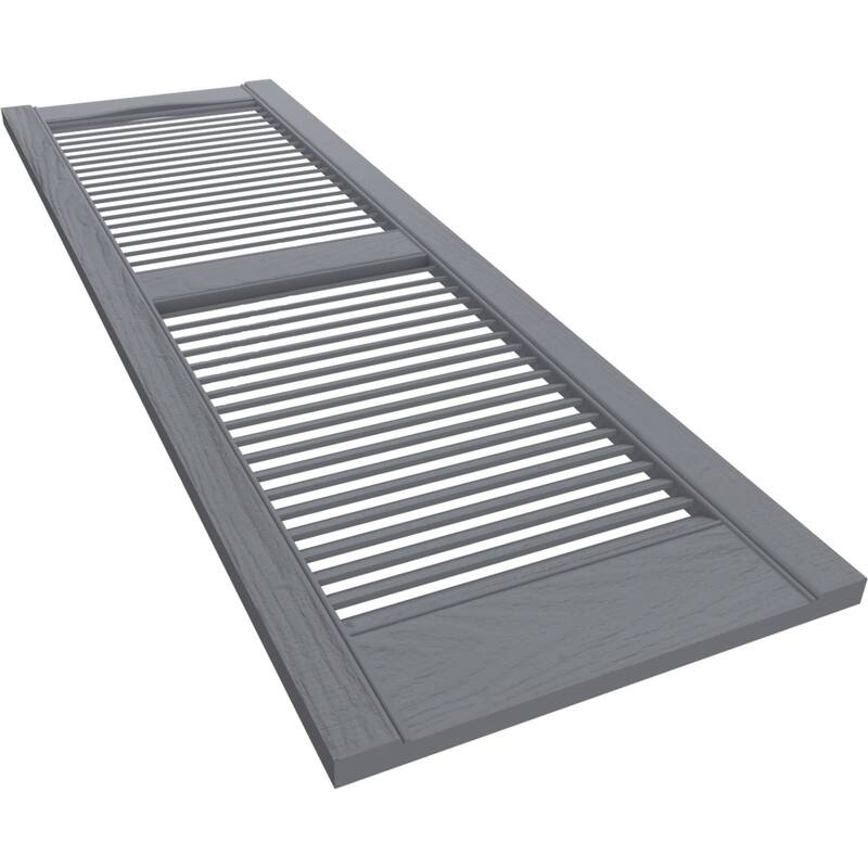 Builders Edge, Standard Cathedral Top Center Mullion, Open Louver Shutters, Includes Matching Installation Spikes (Per Pair)