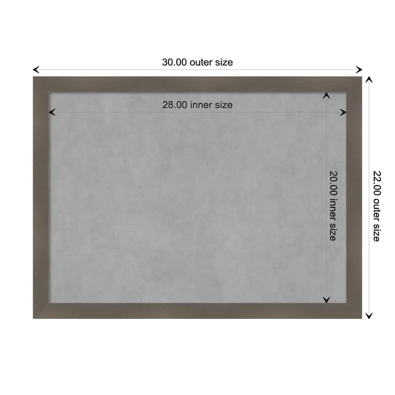 Amanti Art Edwin Clay Grey Framed Magnetic Board - Board Size 28x20