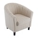 preview thumbnail 4 of 3, Roomfitters Striped Barrel Accent Chair with Upholstered Curved Back and Cushion Seat, Lounge Chair, Beige, Blue Stripe