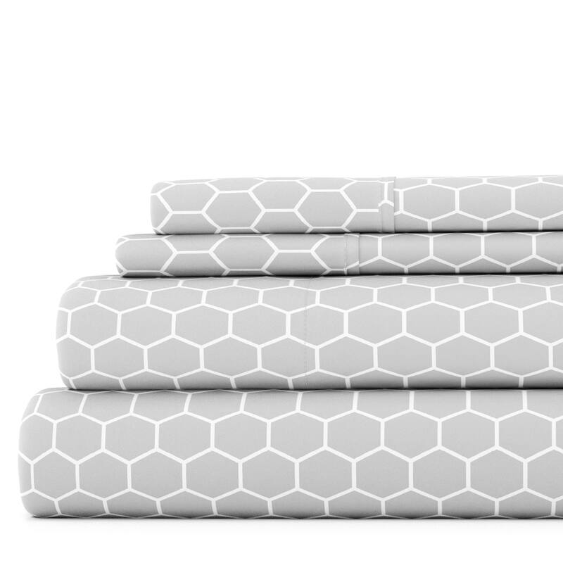 Becky Cameron Honeycomb Ultra-soft 4-piece Deep Pocket Bed Sheet Set - Queen - Grey