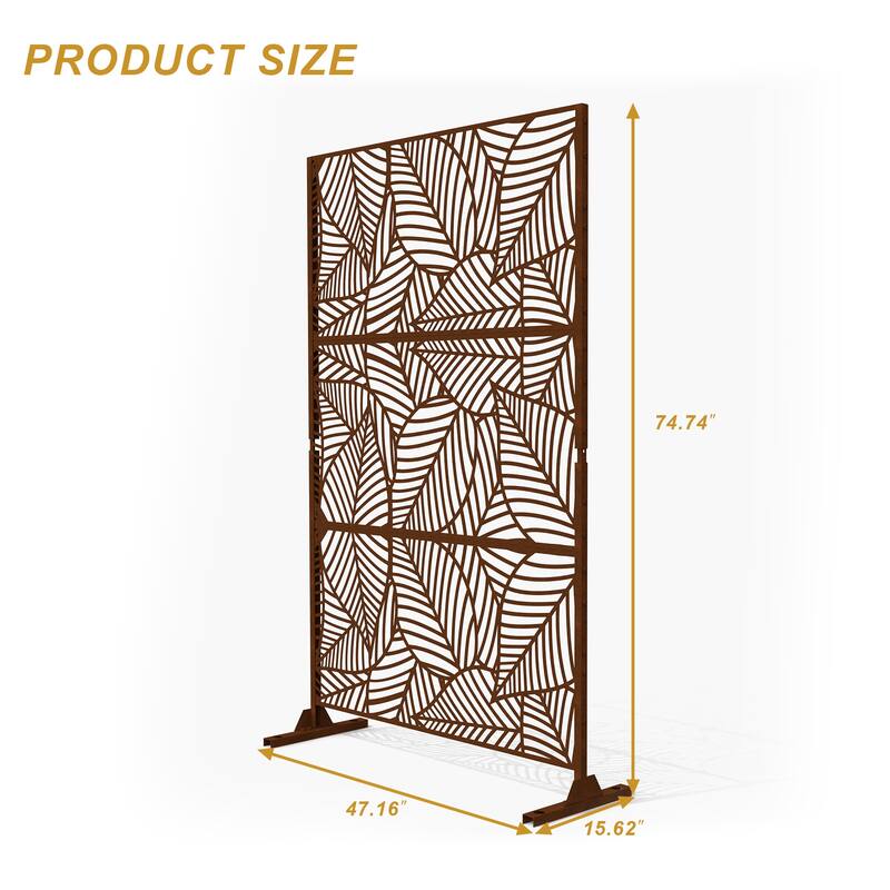 Free Standing Metal Privacy Screen Panel Decorative Outdoor Privacy Screen - 72"H x 47"W