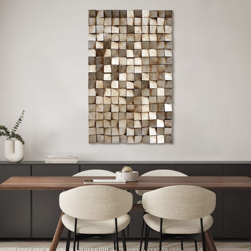 "Textured 1" Handed Painted Rugged Blocks with Gold Leaf Wall Art