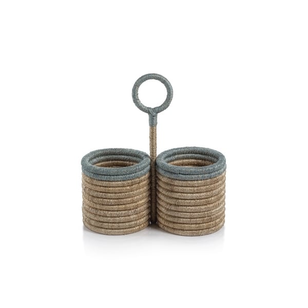 slide 2 of 2, Laloma Coiled Rattan & Abaca Utensil Caddy