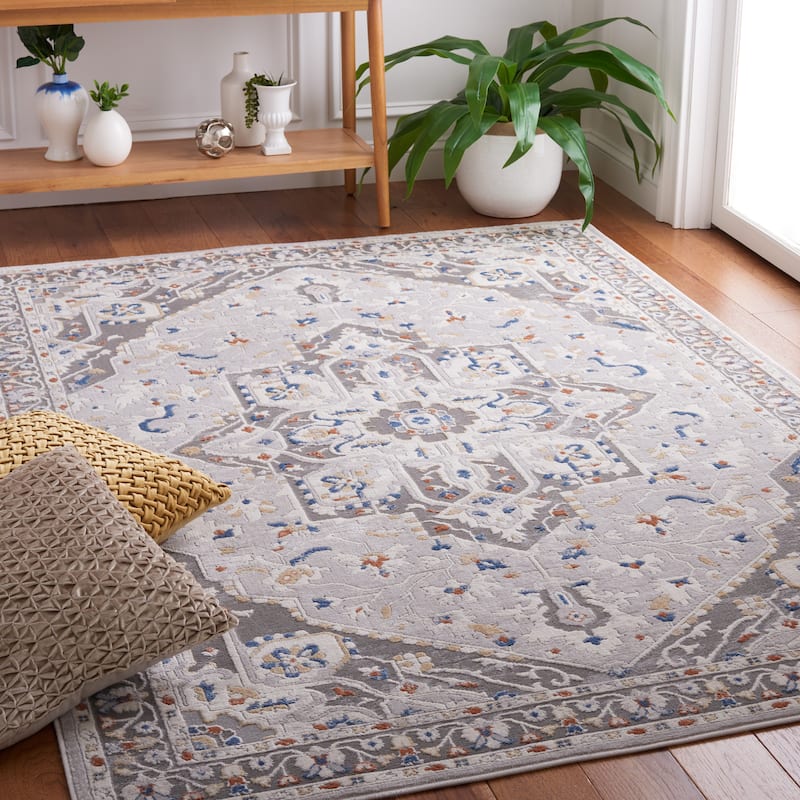 SAFAVIEH Handmade Eternal Eria Oriental Medallion Rug - 4' x 6' - Grey/Blue Rust