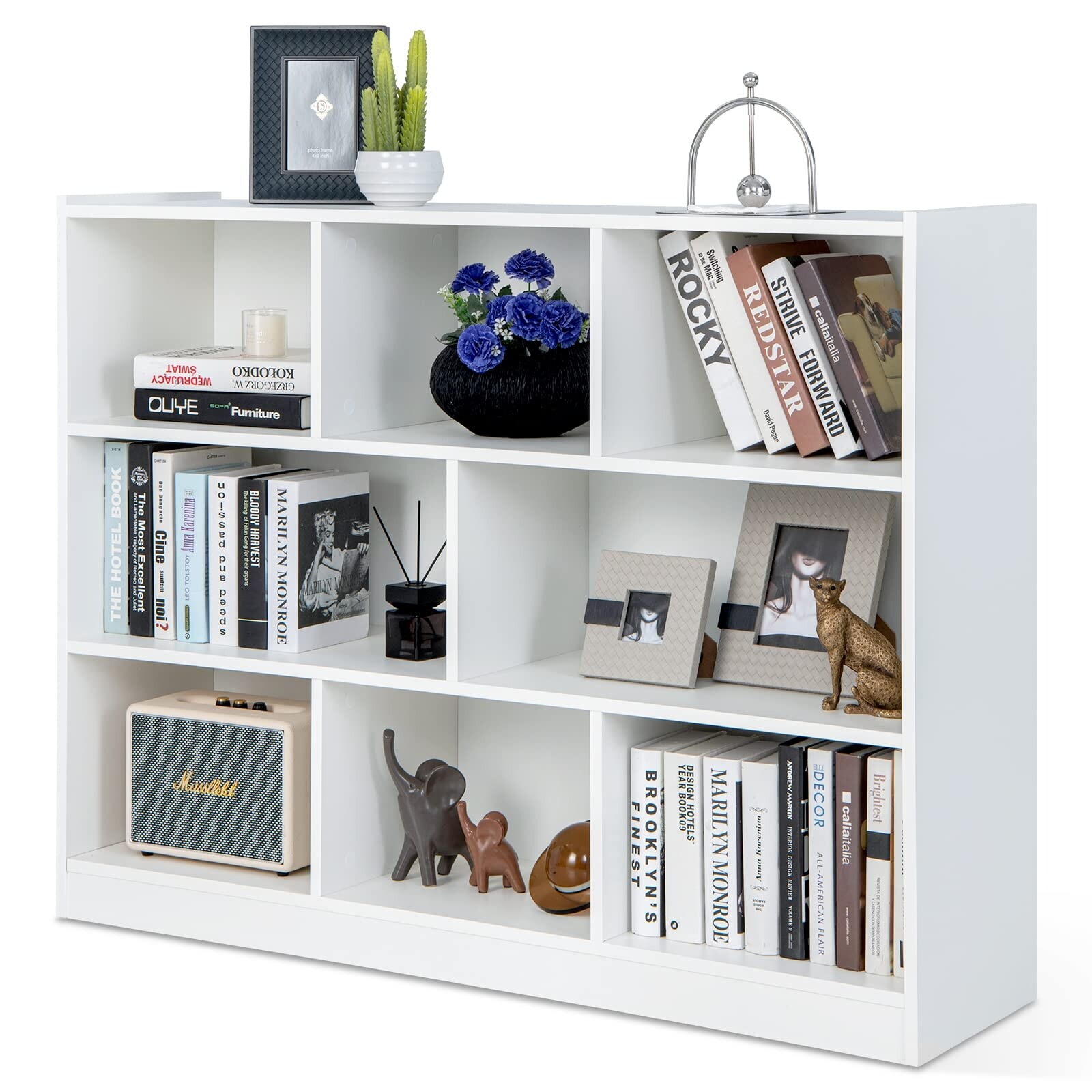 Tall bookcase cubby large open bookshelf cheap modern cube 8 shelf display brown new